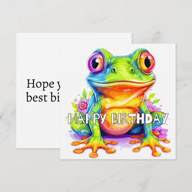 Cute Colourful Little Froggie Card (Front/Back)