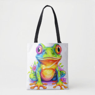 Cute Colourful Little Froggie Tote Bag
