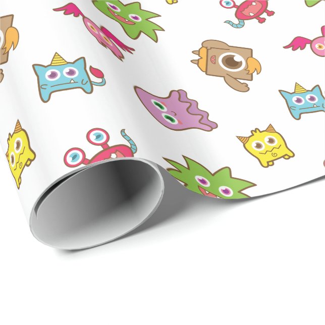 Cute Colourful Little Monster Pattern Wrapping Paper (Roll Corner)