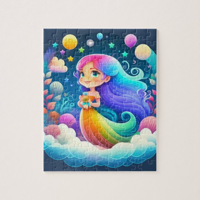 Cute Colourful Little Princess With Rainbow Jigsaw Puzzle (Vertical)