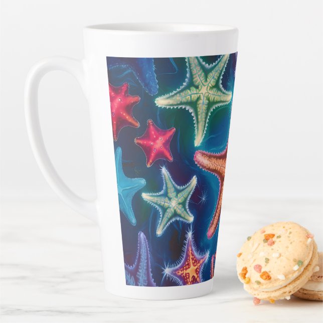 Cute colourful little starfish in sea  latte mug (In Situ)