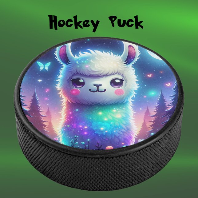 Cute Colourful Llama Holographic | Hockey Puck (Creator Uploaded)