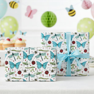 Cute Colourful Love Bug Insects for Bug Lovers Wrapping Paper