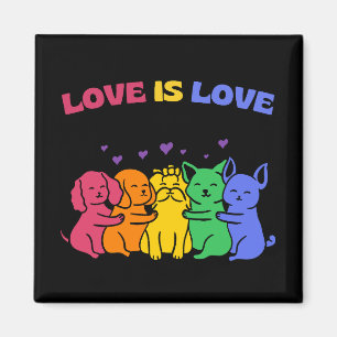 Cute Colourful Love is Love Cats and Dogs LGBTQ Magnet