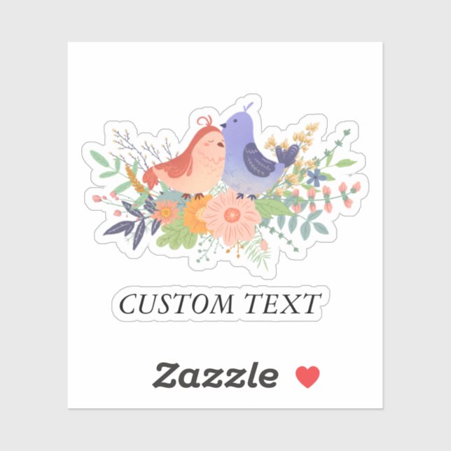 Cute Colourful lovebirds spring flowers bouquet (Sheet)