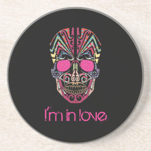 Cute colourful lover skull coaster