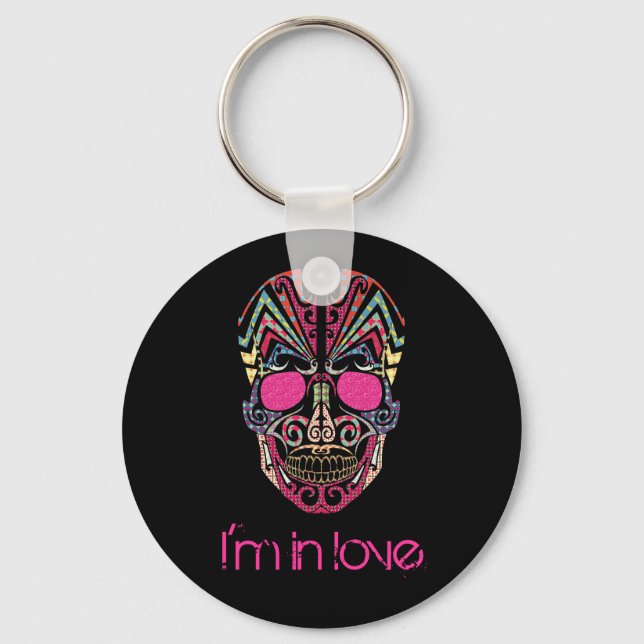 Cute colourful lover skull key ring (Front)