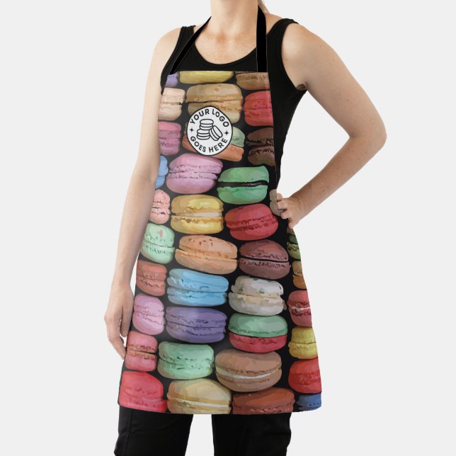 Cute Colourful Macaron Bakery Logo Apron (Insitu)