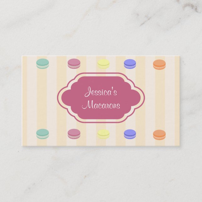 Cute Colourful Macarons Bakery Business Card (Front)