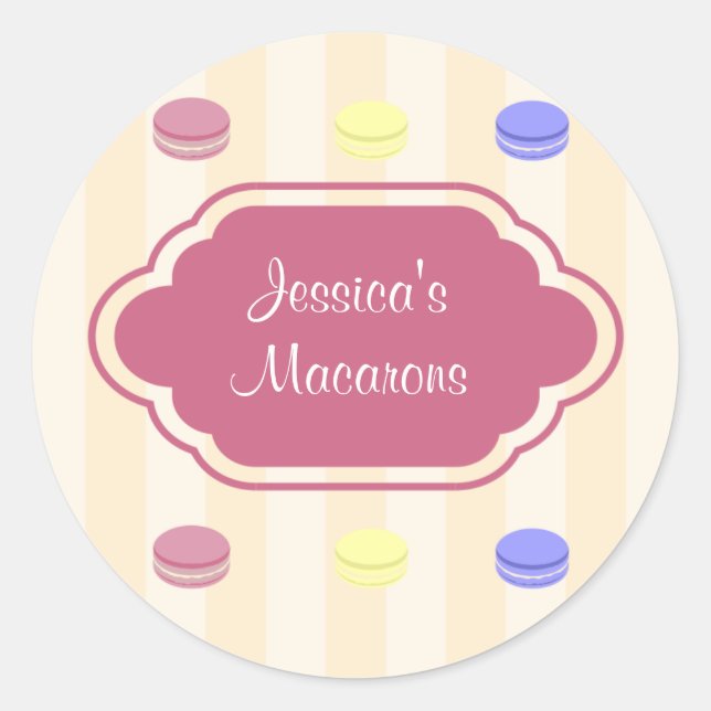 Cute Colourful Macarons Bakery Product Label (Front)