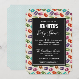 Cute Colourful Macarons Pattern Baby Shower Invitation