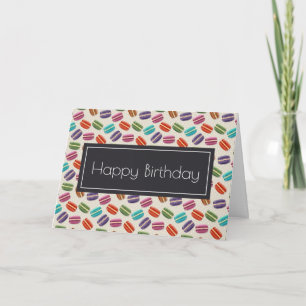 Cute Colourful Macarons Pattern Happy Birthday Card