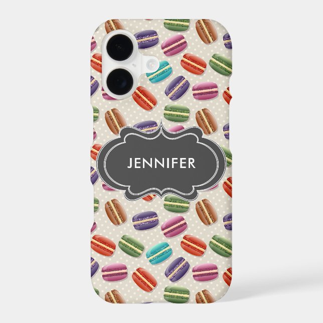 Cute Colourful Macarons Pattern with Polka Dots (Back)