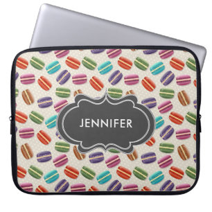 Cute Colourful Macarons Pattern with Polka Dots Laptop Sleeve