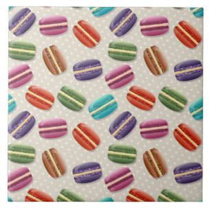 Cute Colourful Macarons Pattern with Polka Dots Tile