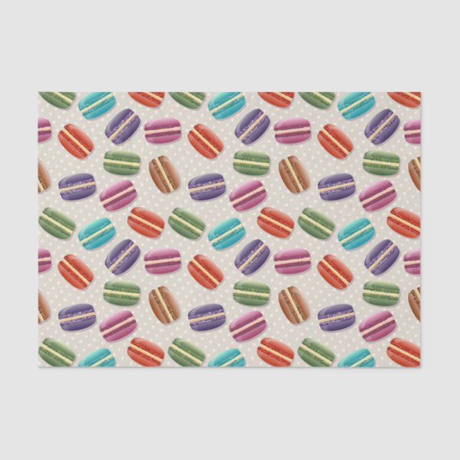 Cute Colourful Macarons Pattern with Polka Dots Tissue Paper (Front)