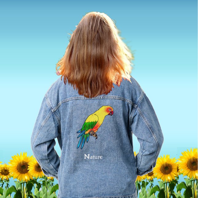 Cute Colourful Macaw Parrot Bird Denim Jacket (Creator Uploaded)