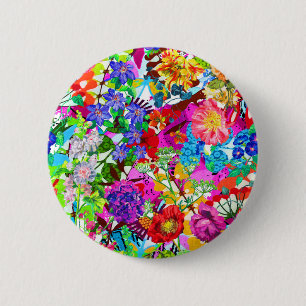 Cute colourful magic flowers All-Over-Print T-Shir 6 Cm Round Badge
