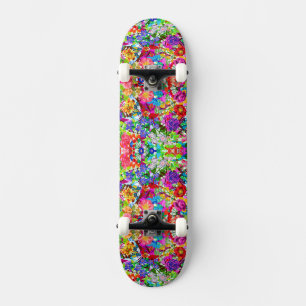 Cute colourful magic flowers All-Over-Print T-Shir Skateboard
