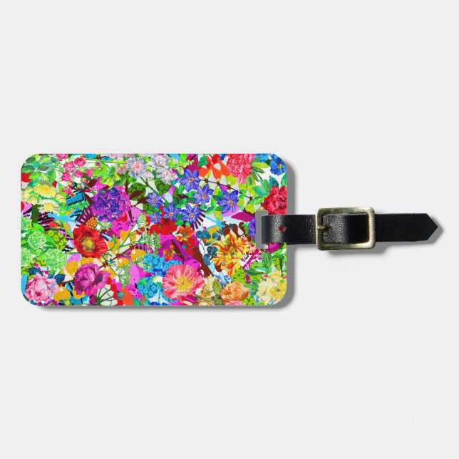 Cute colourful magic flowers luggage tag (Front Horizontal)