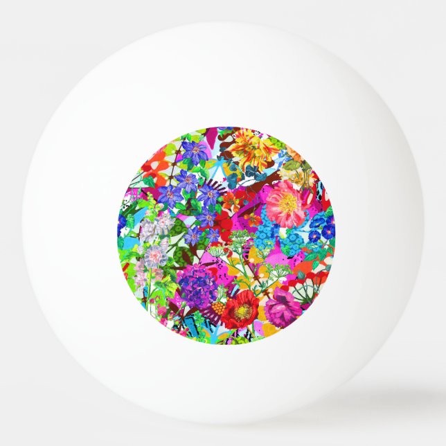 Cute colourful magic flowers ping pong ball (Front)