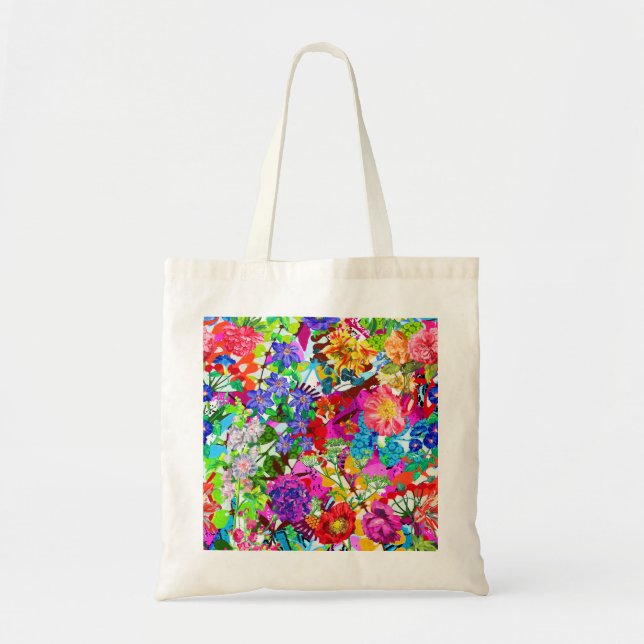 Cute colourful magic flowers tote bag (Front)