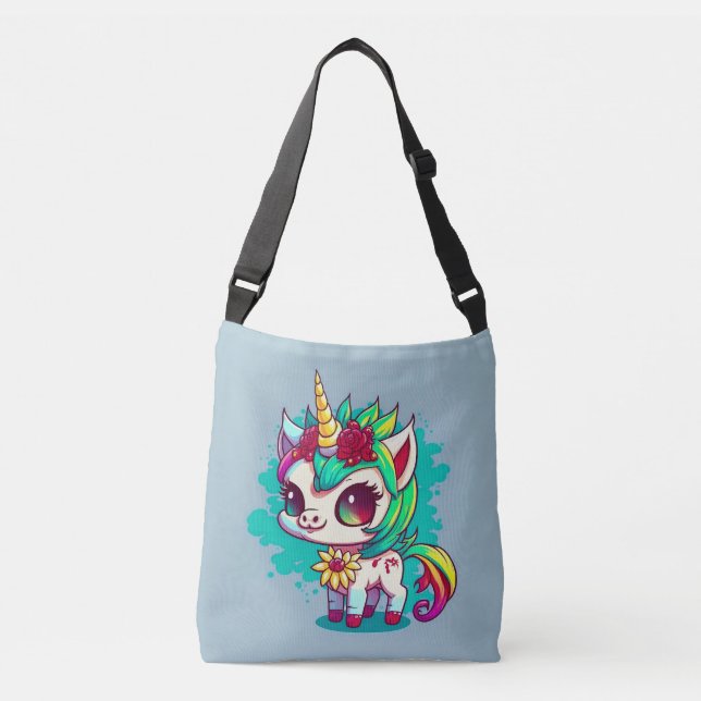 Cute Colourful Magical Creature Unicorn Artwork | Crossbody Bag (Front)