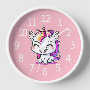 Cute Colourful Magical Happy Unicorn Artwork   Clock