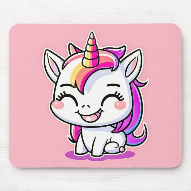 Cute Colourful Magical Happy Unicorn Artwork | Mouse Mat (Front)