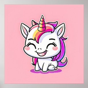 Cute Colourful Magical Happy Unicorn Artwork Poster