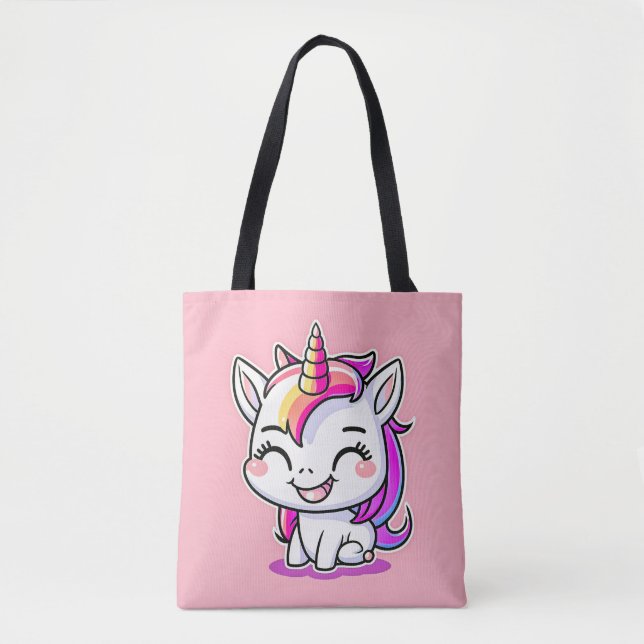 Cute Colourful Magical Happy Unicorn Artwork | Tote Bag (Front)