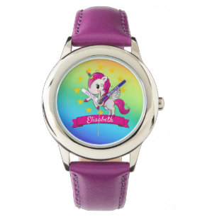 Cute Colourful Magical Unicorn Kids Name Watch