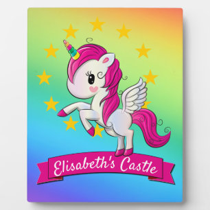 Cute Colourful Magical Unicorn Rainbow Kids Name Plaque