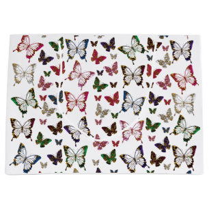 Cute Colourful Marble Butterfly Spring Pattern Large Gift Bag