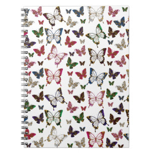 Cute Colourful Marble Butterfly Spring Pattern Notebook