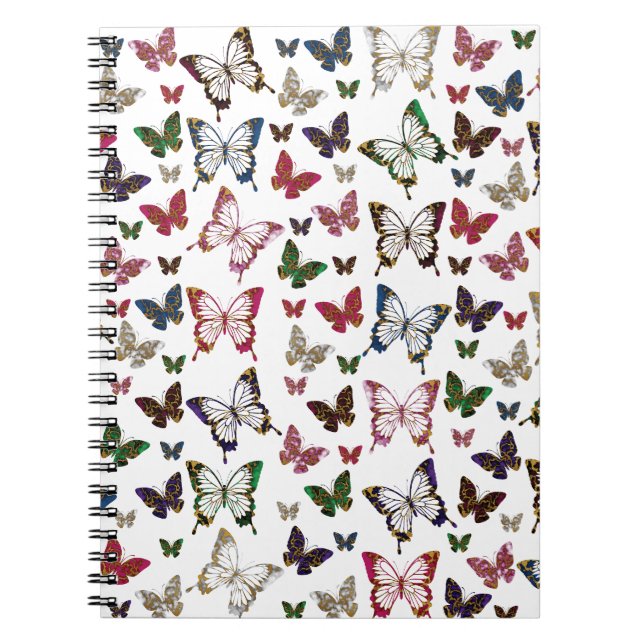 Cute Colourful Marble Butterfly Spring Pattern Notebook (Front)