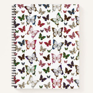 Cute Colourful Marble Butterfly Spring Pattern Notebook
