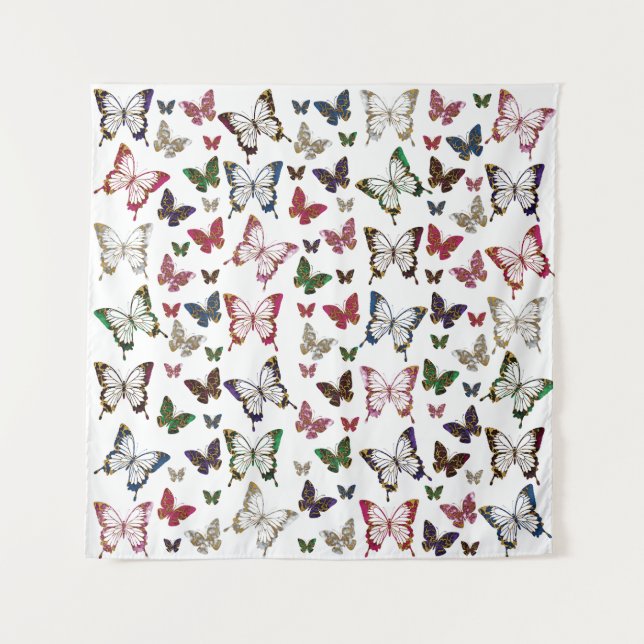 Cute Colourful Marble Butterfly Spring Pattern Tapestry (Front)