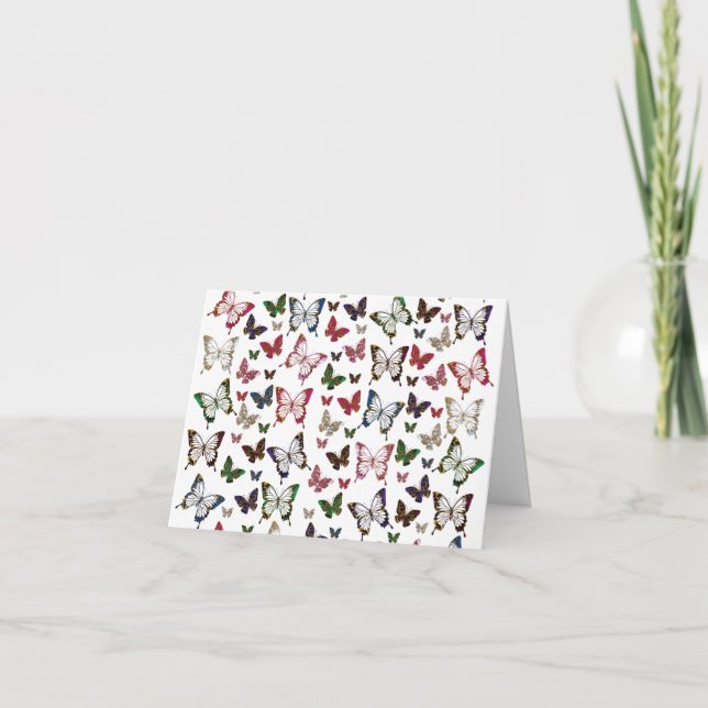 Cute Colourful Marble Butterfly Spring Pattern Thank You Card (Front)