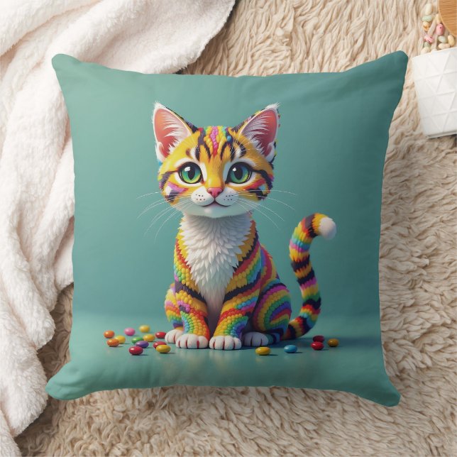 Cute Colourful Margay Candy Cat Cushion (Blanket)