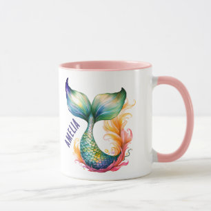 Cute Colourful Mermaid Ocean Girl Name  Mug