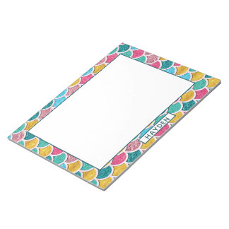 Cute Colourful Mermaid Scales Monogram Notepad