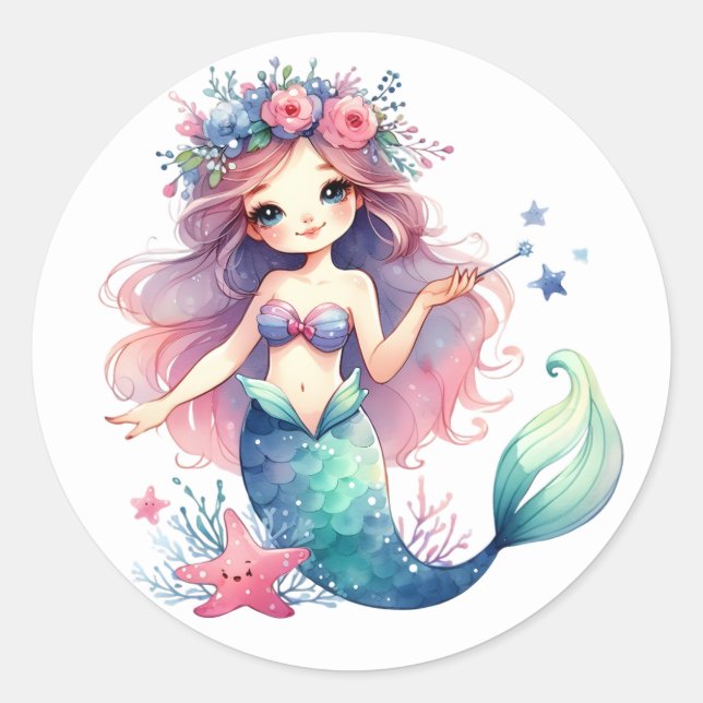 Cute Colourful Mermaid Stickers (Front)