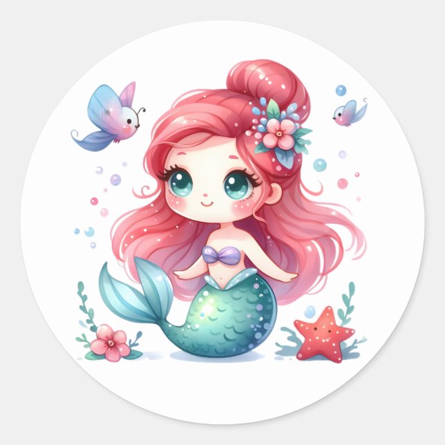 Cute Colourful Mermaid Stickers (Front)