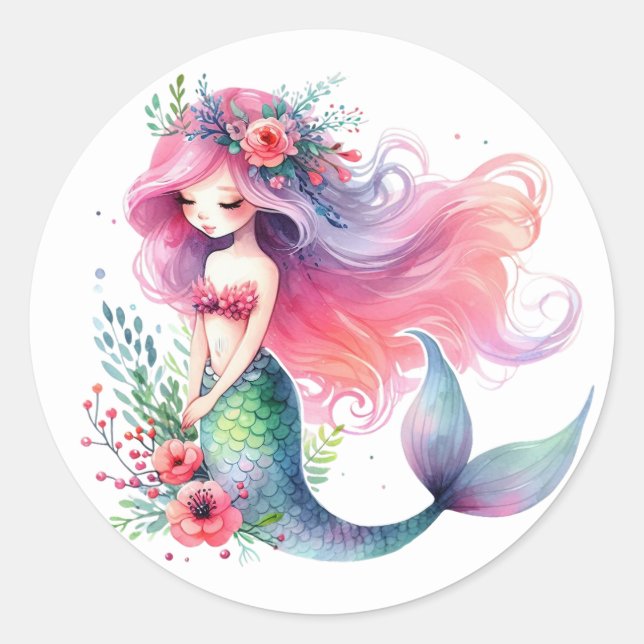 Cute Colourful Mermaid Stickers (Front)