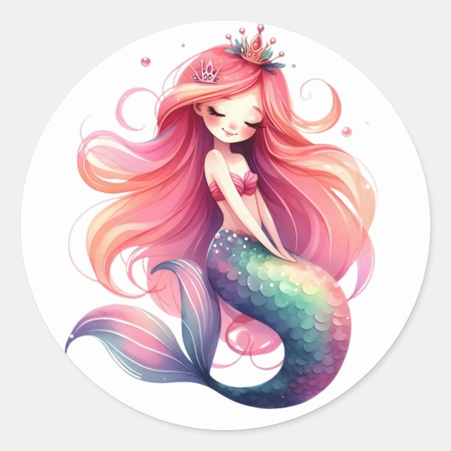 Cute Colourful Mermaid Stickers (Front)