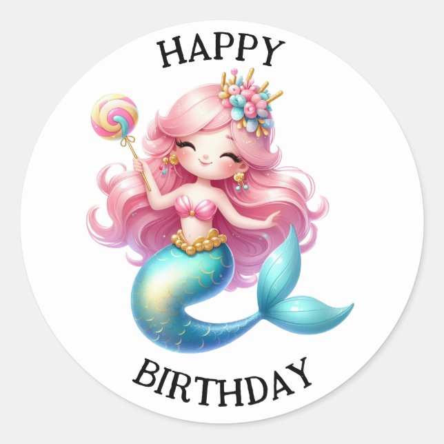 Cute Colourful Mermaid Stickers (Front)