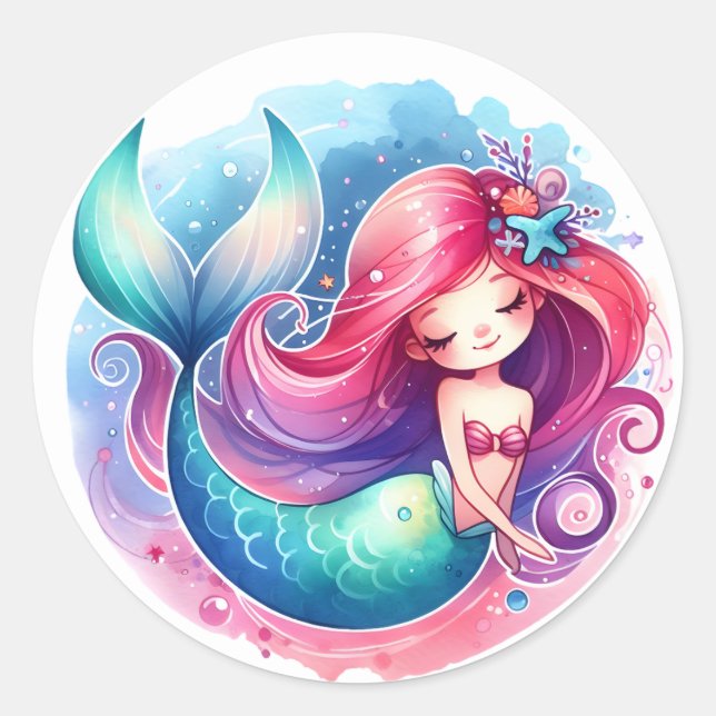 Cute Colourful Mermaid Stickers (Front)