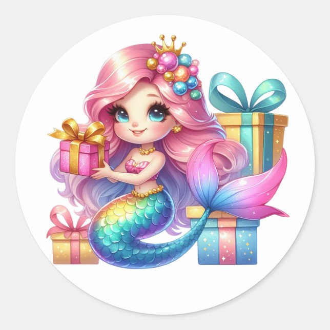 Cute Colourful Mermaid Stickers (Front)