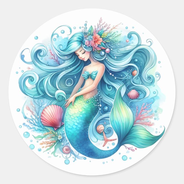 Cute Colourful Mermaid Stickers (Front)